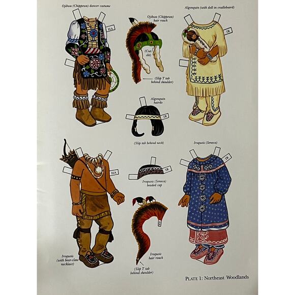 UNCUT North American Indian Girl-Boy Full Color Paper Dolls  Kathy Allert 1992 - Picture 4 of 4